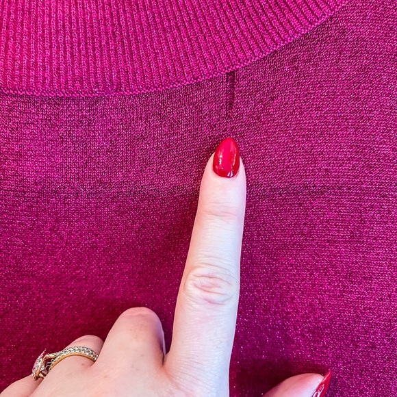 & Other Stories SZ S Hot Pink Sparkly Mock Neck Holiday Sweater! - Picture 6 of 9